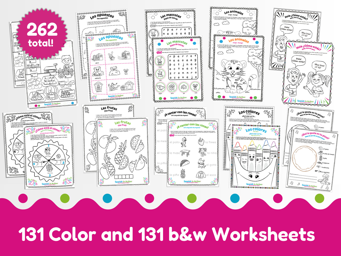 Spanish in Action Mega Bundle: Worksheets in Spanish for Kids -- 10 Spanish Themes