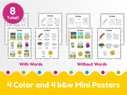 The Weather (El Clima) Mini-Posters for Kids - 8 Mini-Posters