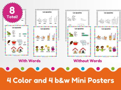 The Opposites 1 (Los Opuestos 1) Mini-Poster in Spanish for Kids -- 8 MIni-Posters