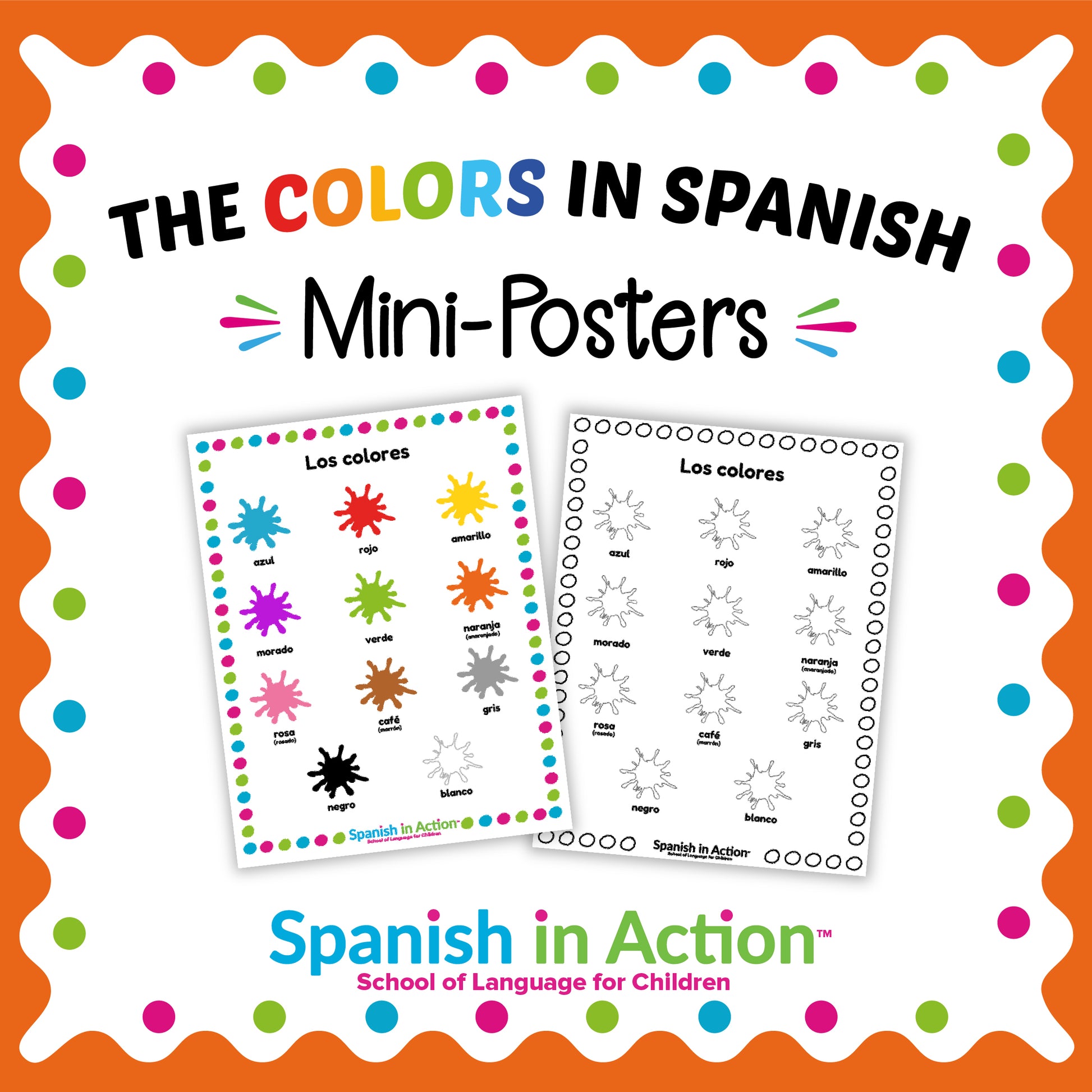 The Colors (Los Colores) Mini-Posters for Kids