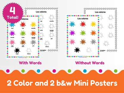 The Colors (Los Colores) Mini-Posters for Kids - 4 Mini-Posters