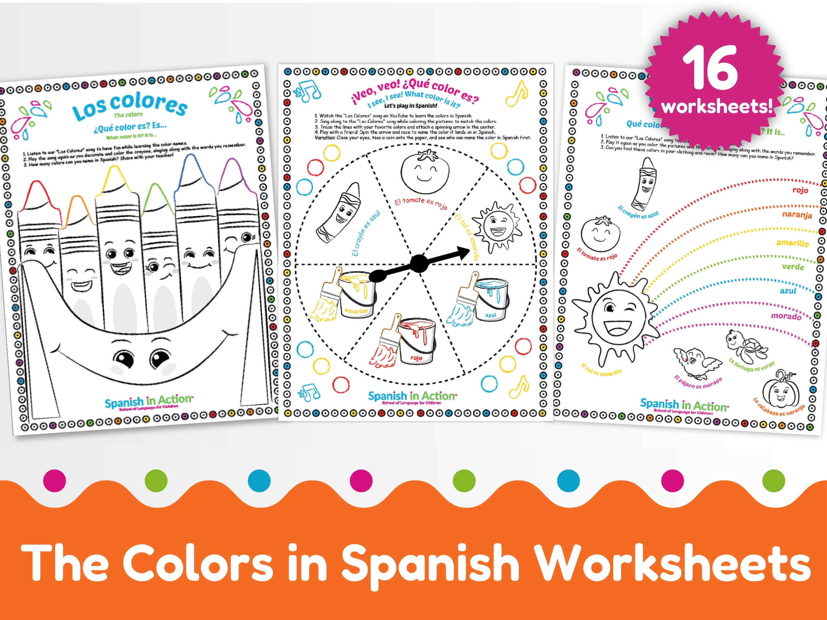 The Colors (Los Colores) Worksheets in Spanish for Kids – Spanish In Action