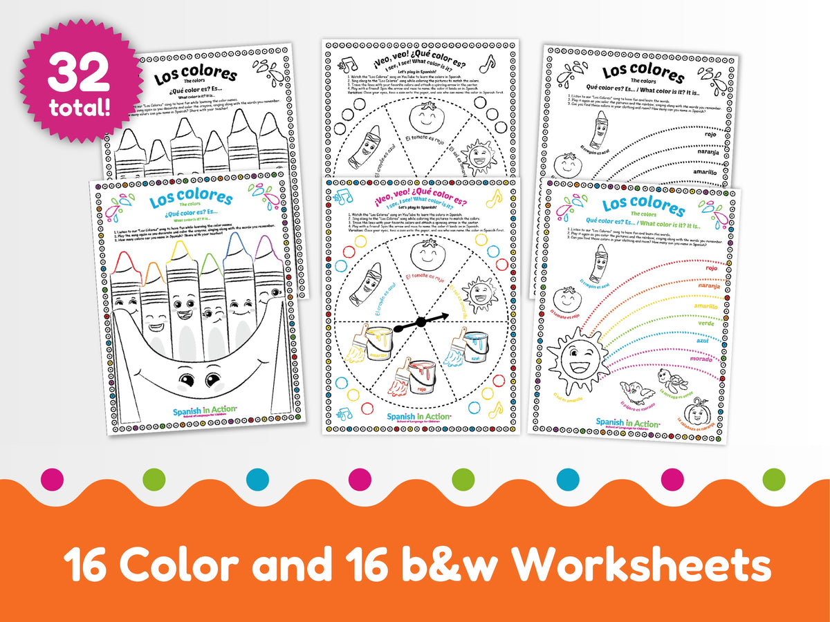 The Colors (Los Colores) Worksheets in Spanish for Kids – Spanish In Action